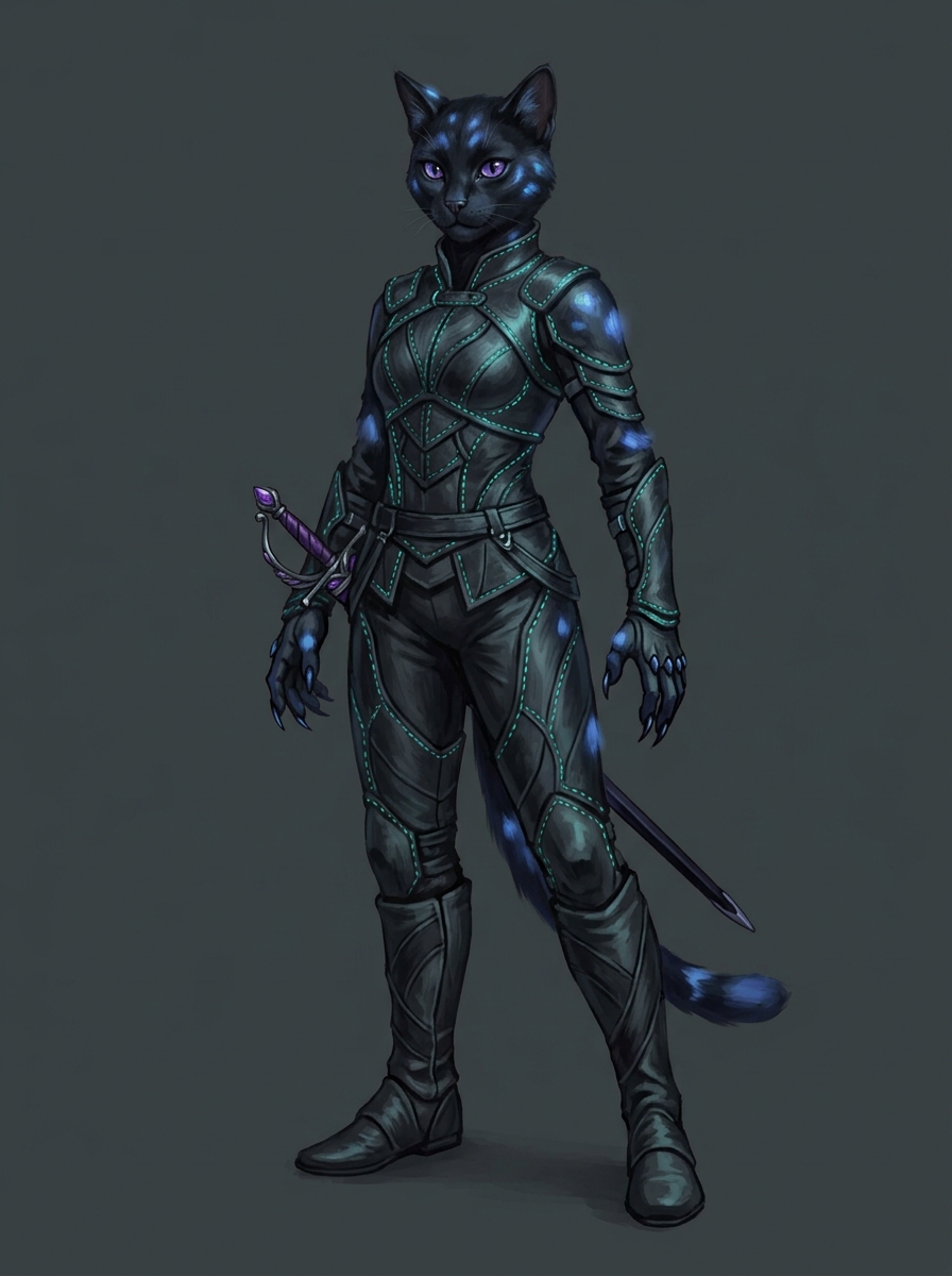 Fantasy portrait of Evial, Catfolk